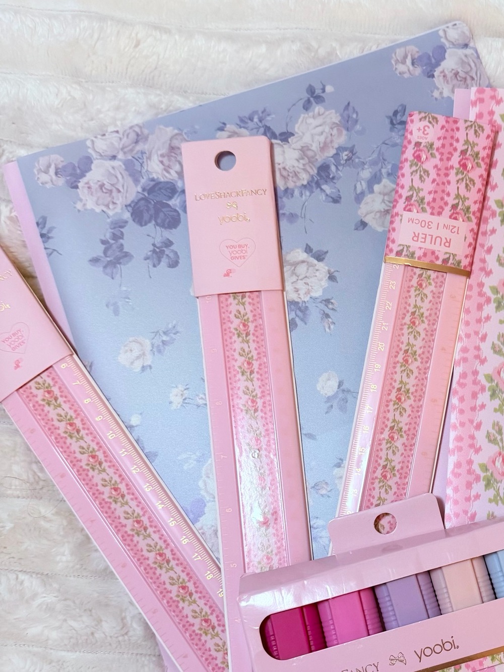 3 x LoveShackFancy Yoobi target Ruler Pink strawberry macaroon blooming heirloom